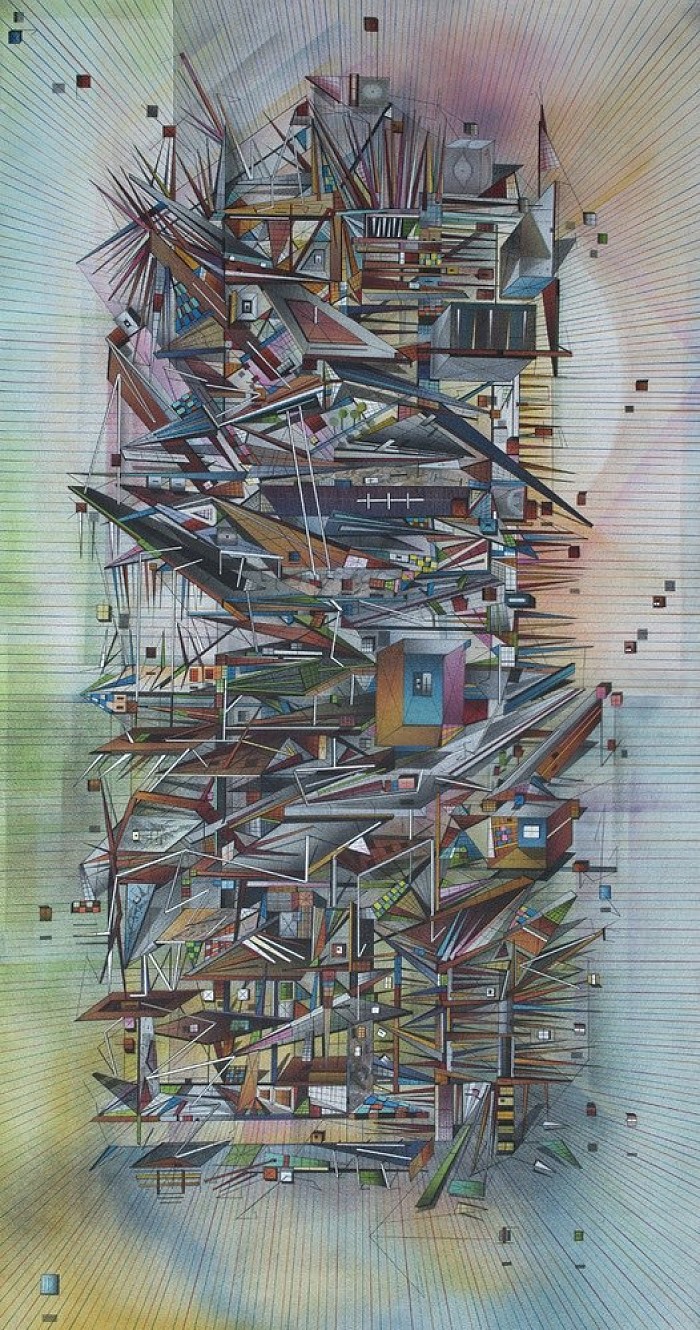 Towerfull. Spraypaint on canvas 43 x 23 inches JDavies 2014-15