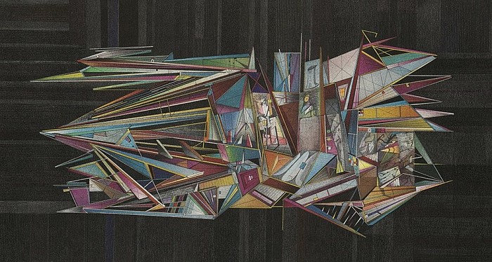 Richmen own spaceships. Spraypaint on canvas, 34 x 18 inches JDavies 2011
