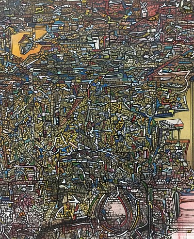 Detail from Big City Blowout. Watercolour and ink on arches paper Jay davies 2011