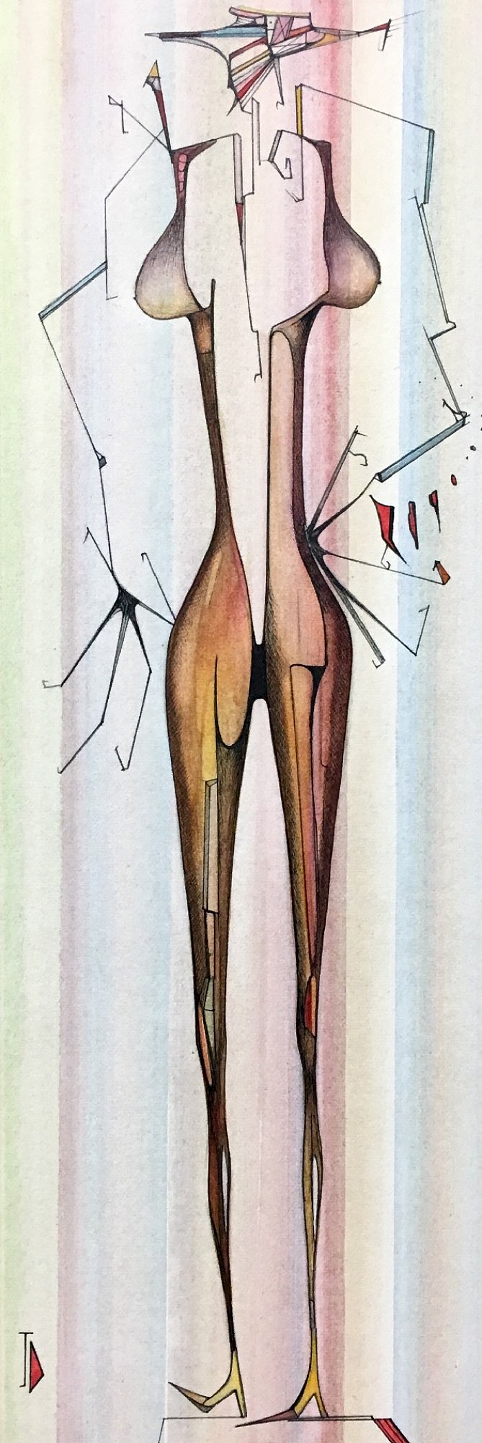 Two Part Supersuit. Watercolour and ink on arches paper 28 x 10 cm Jason Davies 2011