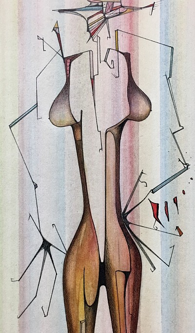 Detail from, Two Part Supersuit. Watercolour and ink on arches paper, Jason Davies 2011