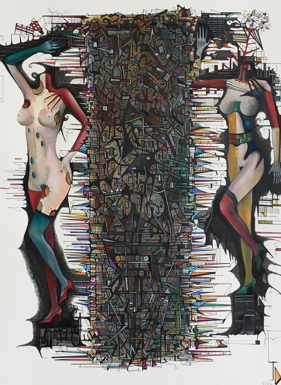 Guardians of darkness P3. Watercolour and ink on arches paper 38 x 29 cm 2015-17 JDavies