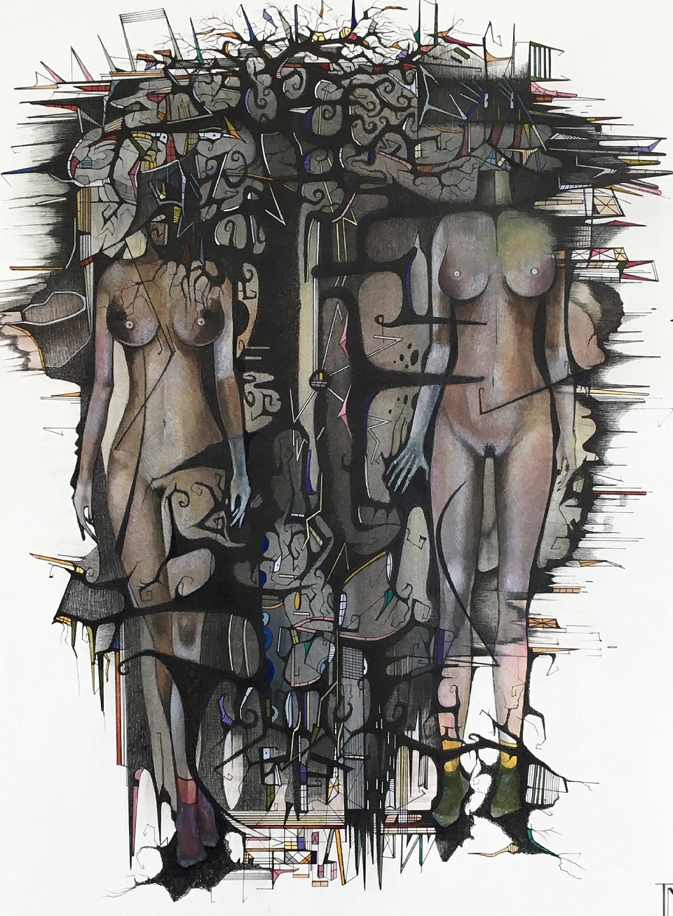 Guardians of darkness P4. Watercolour and ink on arches paper 38 x 29 2015-17 JDavies