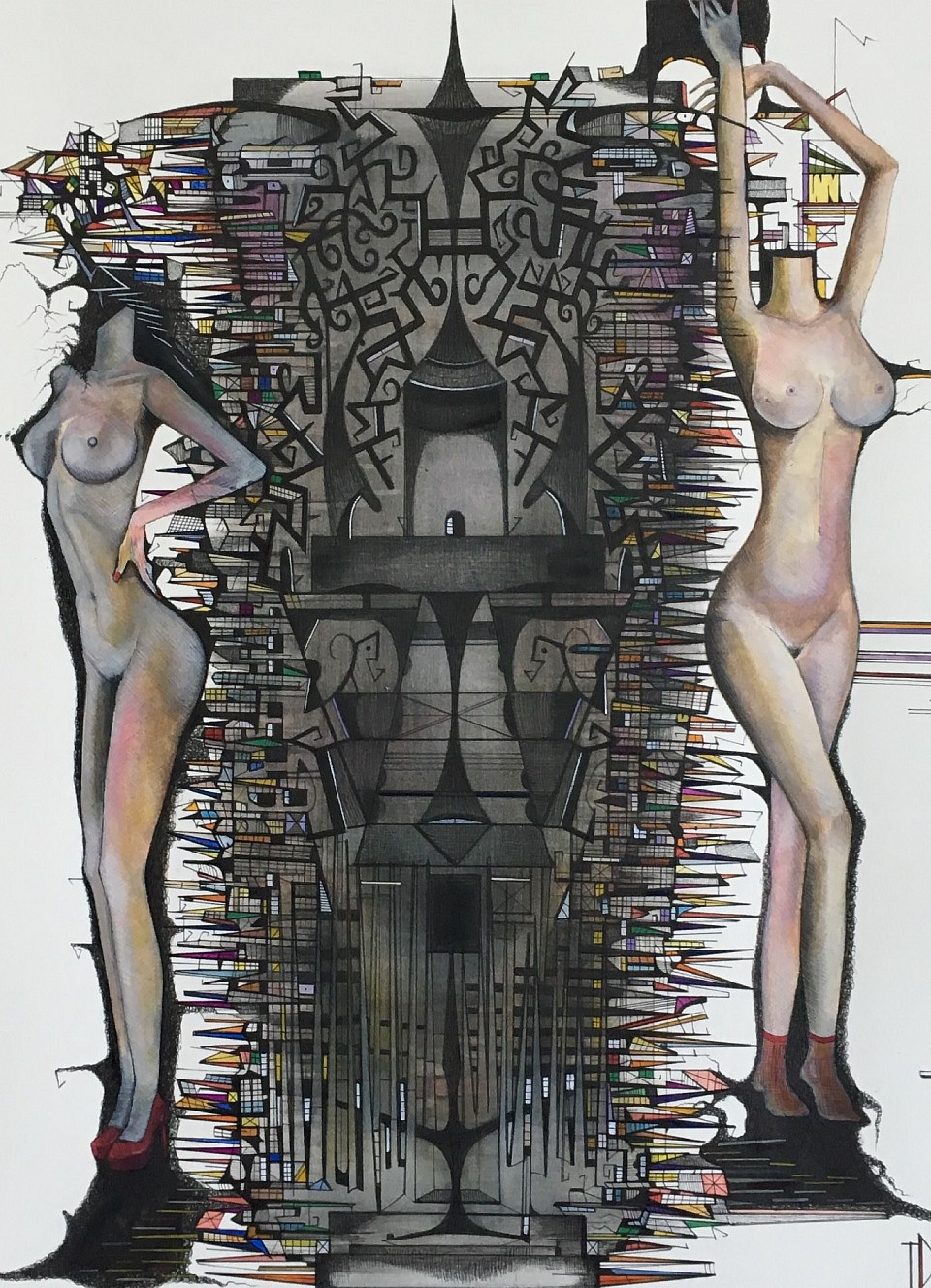 Guardians of darkness P5. Watercolour and ink on arches paper 38 x 29 cm JDavies