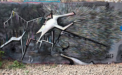 Street art jaw series, Spraypaint on concrete JD 2017