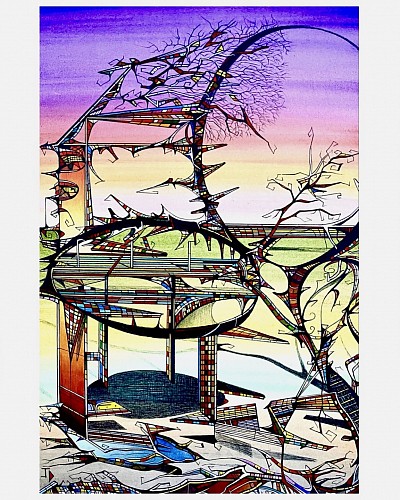 Watercolour and ink landscape control